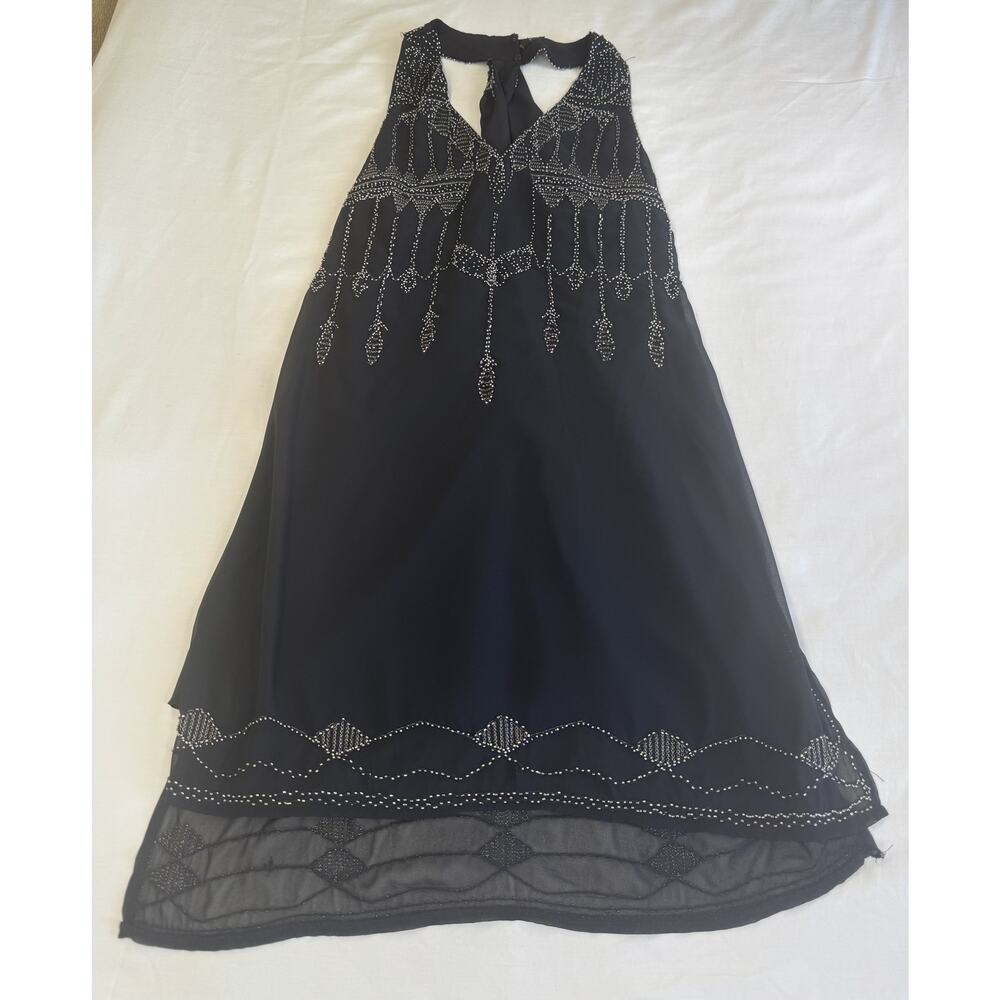 Verty Women’s Medium Black Beaded Embellished Sleeveless Shift Dress - Picture 3 of 7